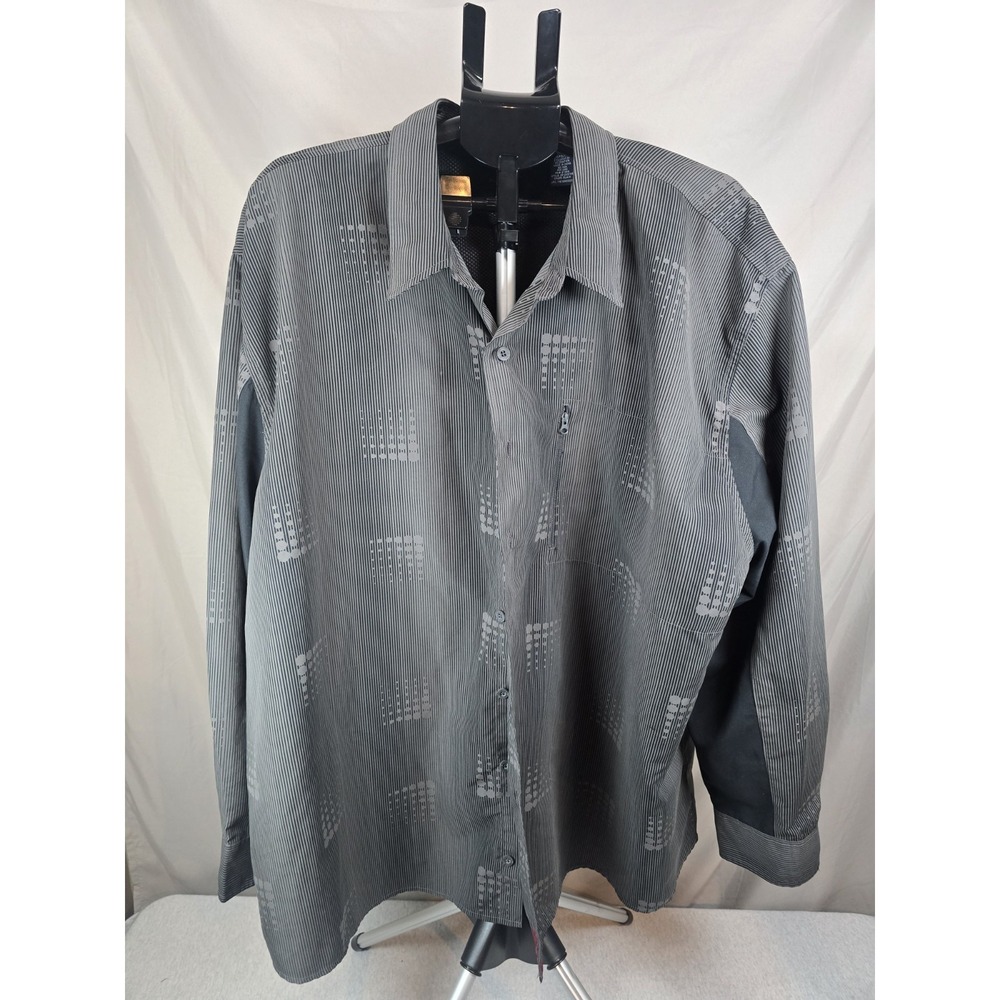 Vintage 90s bugle boy Charcoal Striped button up shirt grunge skater 3XLarge